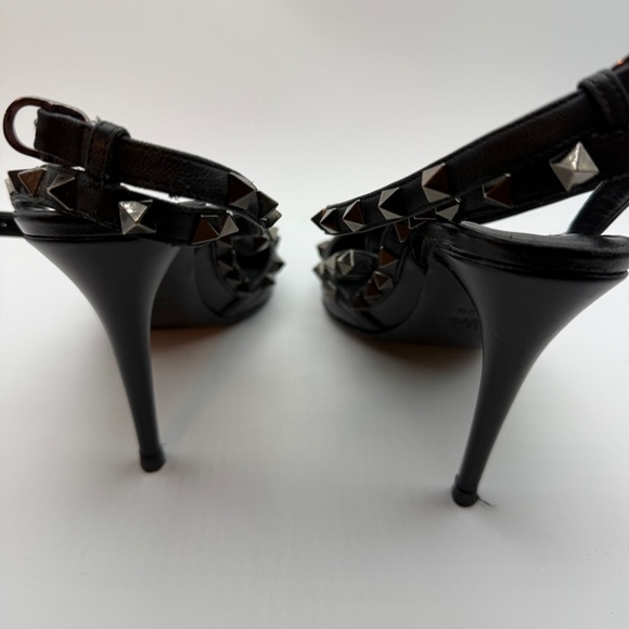 VALENTINO NOIR ROCKSTUD BLACK 100MM SLING BACK PUMPS SIZE 40.5 - Picture 8 of 12